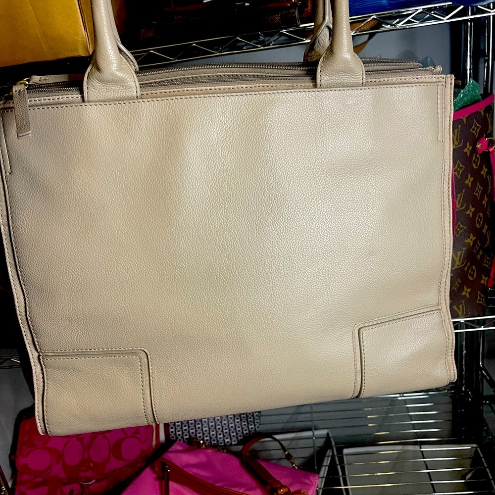Tory Burch Ella double zip Tote beige leather